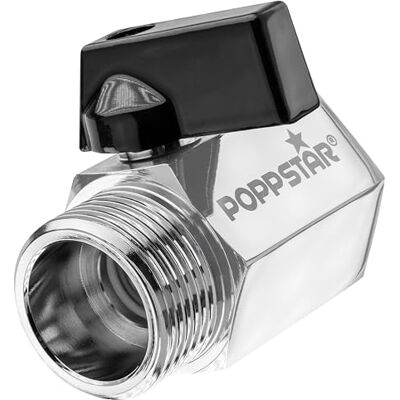 POPPSTAR Mini válvula de esfera de 3/4 de polegada (rosca interna de 24,12 mm com rosca externa 26,44 mm), latão cromado POPPSTAR Mini válvula de esfera de 3/4 de polegada (rosca interna de 24,12 mm com rosca externa 26,44 mm), latão cromado