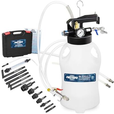 FIRSTINFO TOOLS FIT YOUR NEEDS FIRSTINFO A1135NEU Bomba pneumática para ATF 10 L com 14 adaptadores taiwaneses, gancho, entrada de ar rotativa de 360° e mangueira com mola FIRSTINFO TOOLS FIT YOUR NEEDS FIRSTINFO A1135NEU Bomba pneumática para ATF 10 L com 14 adaptadores taiwaneses, gancho, entrada de ar rotativa de 360° e mangueira com mola