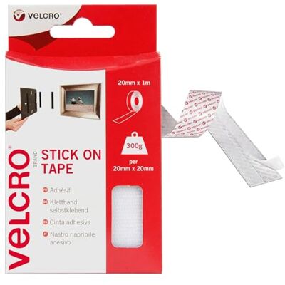 VELCRO Brand Fita adesiva da marca VELCRO 20mm x 1m Branco VELCRO Brand Fita adesiva da marca VELCRO 20mm x 1m Branco