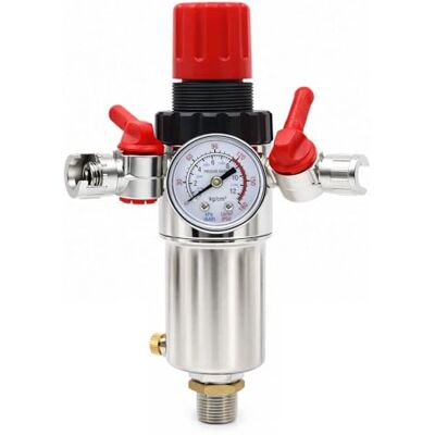 ORAZIO Regulador de filtro de ar de 1/2", qualidade industrial depurador separador de água e humidade para compressor de ar com válvula redutora de pressão e calibre ORAZIO Regulador de filtro de ar de 1/2", qualidade industrial depurador separador de água e humidade para compressor de ar com válvula redutora de pressão e calibre