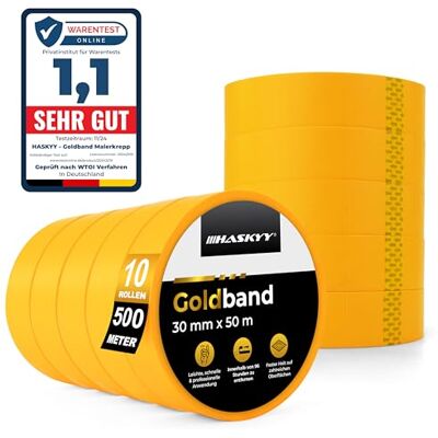 HASKYY Fita para Pintura 30mm x 50m 10 rolos de fita de pintura automotiva, fita de máscara Fita Adesiva de Precisão para Encobrir Paredes não Deixa Resíduos HASKYY Fita para Pintura 30mm x 50m 10 rolos de fita de pintura automotiva, fita de máscara Fita Adesiva de Precisão para Encobrir Paredes não Deixa Resíduos