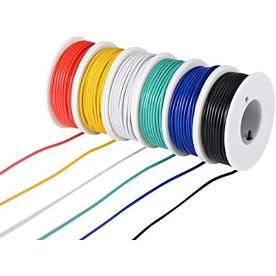 TUOFENG Cabo elétrico de PVC de calibre 22 AWG, bobinas de cabo trançado de 9 m, conjunto de cabos de cobre estanhado para bricolage TUOFENG Cabo elétrico de PVC de calibre 22 AWG, bobinas de cabo trançado de 9 m, conjunto de cabos de cobre estanhado para bricolage