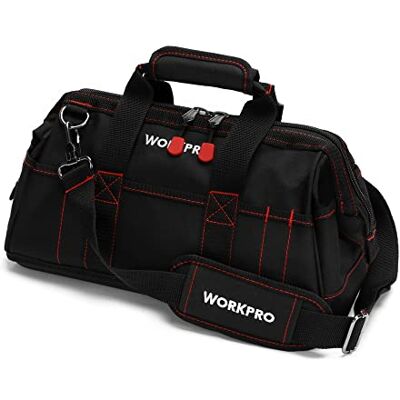 WORKPRO Bolsa de armazenamento de ferramentas 41 x 22 x 22 cm, base impermeável e alça de ombro ajustável bolsa de transporte universal, 15 bolsos, ampla abertura com fecho de correr WORKPRO Bolsa de armazenamento de ferramentas 41 x 22 x 22 cm, base impermeável e alça de ombro ajustável bolsa de transporte universal, 15 bolsos, ampla abertura com fecho de correr
