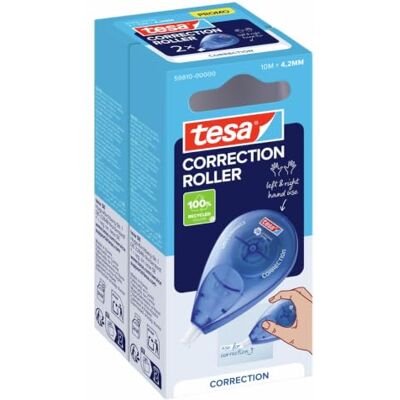 tesa CorrectiON ROLLER 2 rolos corretores descartáveis 10 m x 4,2 mm Fita corretora pode ser escrita em cima instantaneamente design ergonómico e elástico automático para destros e tesa CorrectiON ROLLER 2 rolos corretores descartáveis 10 m x 4,2 mm Fita corretora pode ser escrita em cima instantaneamente design ergonómico e elástico automático para destros e