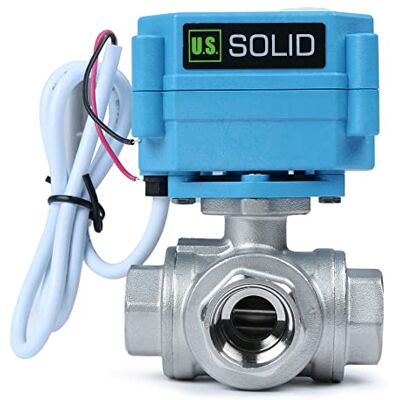 U.S. Solid Válvula motorizada em 3 vias aço inoxidável: tipo L válvula elétrica com função manual, porta padrão (1/2", 9-24 V AC/DC) U.S. Solid Válvula motorizada em 3 vias aço inoxidável: tipo L válvula elétrica com função manual, porta padrão (1/2", 9-24 V AC/DC)
