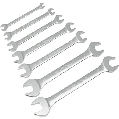 Facom Conjunto de 7 chaves inglesas (8-18 mm), 14 aberturas, cabeças inclinadas a 15°, aço robusto, acabamento cromado acetinado, manobrabilidade e durabilidade, PG.44A Facom Conjunto de 7 chaves inglesas (8-18 mm), 14 aberturas, cabeças inclinadas a 15°, aço robusto, acabamento cromado acetinado, manobrabilidade e durabilidade, PG.44A