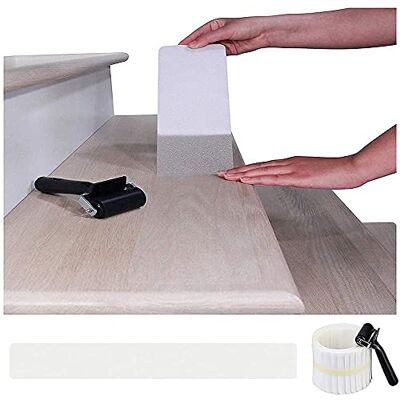 BangShou 15 unidades fita antiderrapante transparente com ferramenta de instalação, fita antiderrapante para degraus de escada (15 x 60 cm) BangShou 15 unidades fita antiderrapante transparente com ferramenta de instalação, fita antiderrapante para degraus de escada (15 x 60 cm)