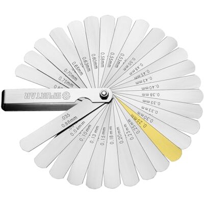 Spurtar Calibres de Espessura 32 Lâminas Calibres Regulação Válvulas Duplas Métrica Marcada e Ferramenta de Medição Imperial Gap para motor válvula guitarra 0,04-0,88 mm Spurtar Calibres de Espessura 32 Lâminas Calibres Regulação Válvulas Duplas Métrica Marcada e Ferramenta de Medição Imperial Gap para motor válvula guitarra 0,04-0,88 mm
