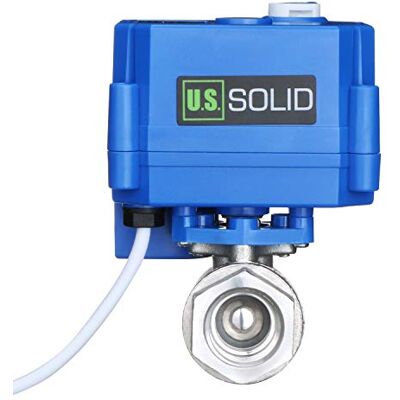 U.S. Solid 1/2" Aço inoxidável válvula motorizada com função manual, 9-24 V AC/DC, 2 vias válvula de esfera elétrica, 2 cabos, retorno automático U.S. Solid 1/2" Aço inoxidável válvula motorizada com função manual, 9-24 V AC/DC, 2 vias válvula de esfera elétrica, 2 cabos, retorno automático