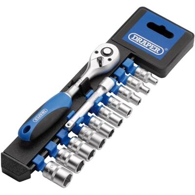 Draper Conjunto de 12 chaves de copo métricas quadradas de 1/4 polegadas Draper Conjunto de 12 chaves de copo métricas quadradas de 1/4 polegadas
