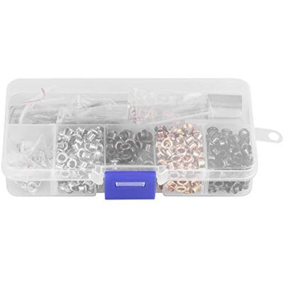Walfront Kit de furos, ferramenta de ajuste de ilhós de metal com caixa de armazenamento para roupa de calçado artesanato de couro (3 mm * 420 peças) Walfront Kit de furos, ferramenta de ajuste de ilhós de metal com caixa de armazenamento para roupa de calçado artesanato de couro (3 mm * 420 peças)