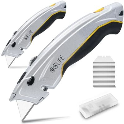 CCLIFE 2 PCS Faca de Uso Doméstico Profissional com 20 Lâminas de Reposição, Faca de Uso Doméstico Universal com Cabo Antiderrapante para Cortes Precisos CCLIFE 2 PCS Faca de Uso Doméstico Profissional com 20 Lâminas de Reposição, Faca de Uso Doméstico Universal com Cabo Antiderrapante para Cortes Precisos