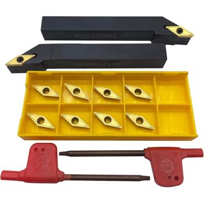 ASZLBYM Cinzel giratório de 1/2 polegadas, 12 mm, SVJCR1212H11, SVJCL1212H11, indexável, tornos CNC indexáveis, suporte de cinzel rotativo externo e 10 peças VCMT110304 / VCMT32,51 placas de corte ASZLBYM Cinzel giratório de 1/2 polegadas, 12 mm, SVJCR1212H11, SVJCL1212H11, indexável, tornos CNC indexáveis, suporte de cinzel rotativo externo e 10 peças VCMT110304 / VCMT32,51 placas de corte