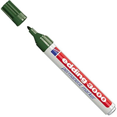 Edding 3000 marcadores permanentes, ponta redonda, aprox. 1,5 – 3 mm (1 unidade, verde azeitona) Edding 3000 marcadores permanentes, ponta redonda, aprox. 1,5 – 3 mm (1 unidade, verde azeitona)
