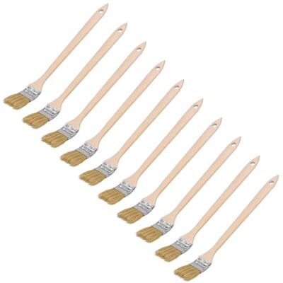KOTARBAU ® Conjunto de 10 pincéis planos para radiador com cabo de madeira, 36 mm, pincel em forma de curva, angular, cabo plano e alongado para superfícies de difícil acesso, pincel para radiadores, KOTARBAU ® Conjunto de 10 pincéis planos para radiador com cabo de madeira, 36 mm, pincel em forma de curva, angular, cabo plano e alongado para superfícies de difícil acesso, pincel para radiadores,