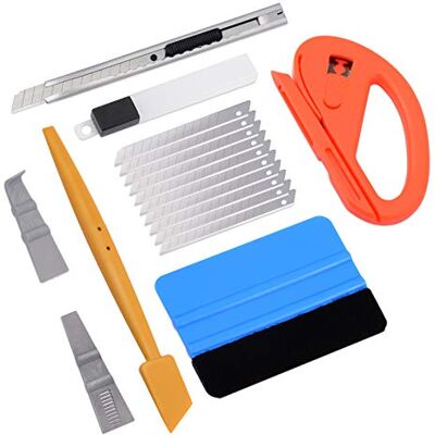 Ehdis Kit vinil ferramentas de película de tinta de revestimento de vinil, para instalação de vinil para janelas, com cortador de precisão e espátula em vinil Ehdis Kit vinil ferramentas de película de tinta de revestimento de vinil, para instalação de vinil para janelas, com cortador de precisão e espátula em vinil