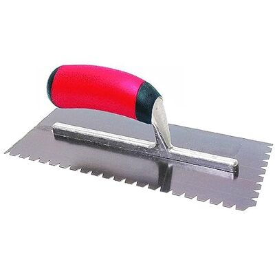 Marshalltown Fratadeira , fratadeira dentada com cabo plano V-8 x 6 x 1,5 mm e cabo de aço de aderência suave, tamanho da lâmina: 279 x 114 mm Marshalltown Fratadeira , fratadeira dentada com cabo plano V-8 x 6 x 1,5 mm e cabo de aço de aderência suave, tamanho da lâmina: 279 x 114 mm