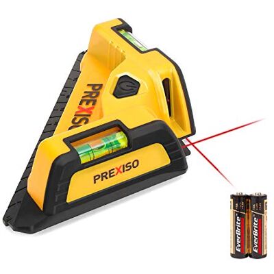 Prexiso Nível laser de 90 graus, laser de ângulo de 10 m com níveis de bolha, ideal para colocação de azulejos e pisos com bateria AA, laser vermelho Prexiso Nível laser de 90 graus, laser de ângulo de 10 m com níveis de bolha, ideal para colocação de azulejos e pisos com bateria AA, laser vermelho