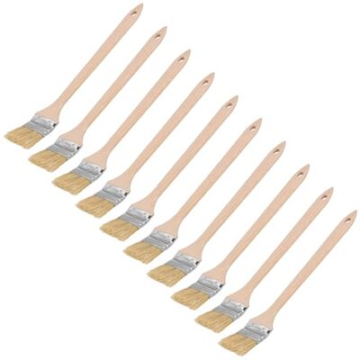 KOTARBAU ® Conjunto de 10 pincéis planos para radiador com cabo de madeira, 50 mm, pincel em forma de curva, angular, cabo plano e alongado para superfícies de difícil acesso, pincel para radiadores, KOTARBAU ® Conjunto de 10 pincéis planos para radiador com cabo de madeira, 50 mm, pincel em forma de curva, angular, cabo plano e alongado para superfícies de difícil acesso, pincel para radiadores,