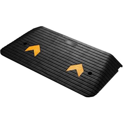 WilTec Rampa de borracha 902 x 457 x 76 mm com capacidade de carga de 50 toneladas, fitas refletoras e design antiderrapante, ideal para lancis e soleiras WilTec Rampa de borracha 902 x 457 x 76 mm com capacidade de carga de 50 toneladas, fitas refletoras e design antiderrapante, ideal para lancis e soleiras
