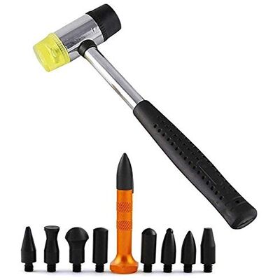 G&S GS PDR kit de reparação de amolgadelas de 10 peças, martelo de borracha e peças para bater G&S GS PDR kit de reparação de amolgadelas de 10 peças, martelo de borracha e peças para bater