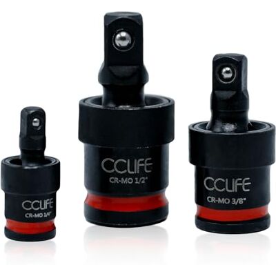 CCLIFE Conjunto de chaves universais de impacto 1/4'' 3/8'' 1/2'' Junta giratória de impacto 3 peças junta cardan para chave de catraca chave manual CCLIFE Conjunto de chaves universais de impacto 1/4'' 3/8'' 1/2'' Junta giratória de impacto 3 peças junta cardan para chave de catraca chave manual