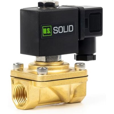 U.S. Solid Válvula solenóide de latão 1/2" G 220 V AC, normalmente fechada, junta VITON, tipo caixa de ligações U.S. Solid Válvula solenóide de latão 1/2" G 220 V AC, normalmente fechada, junta VITON, tipo caixa de ligações