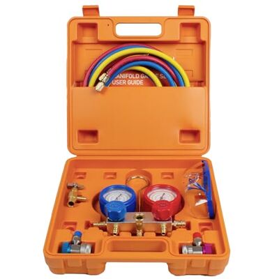 BACOENG Manifold Gauge Kit medidor de pressão AC coletor de medição R134A R410A R407C refrigerantes BACOENG Manifold Gauge Kit medidor de pressão AC coletor de medição R134A R410A R407C refrigerantes