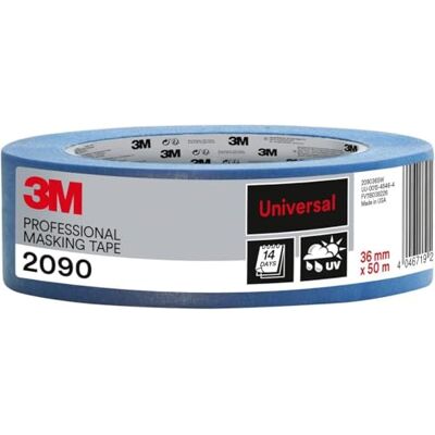 3M Pro Fita Adesiva Profissional 2090 para Superfícies Universais 1 Rolo 36 mm × 50 m Resistente aos Raios UV e à Água, para Pintar e Decorar Interiores e Exteriores 3M Pro Fita Adesiva Profissional 2090 para Superfícies Universais 1 Rolo 36 mm × 50 m Resistente aos Raios UV e à Água, para Pintar e Decorar Interiores e Exteriores