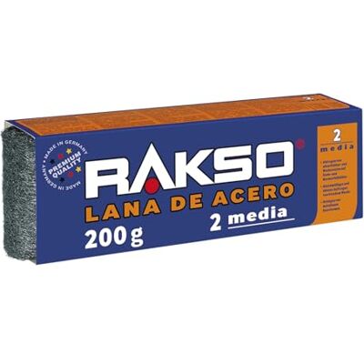 RAKSO Lã de aço de grau médio 2 a 400 g, 2 rolos de 200 g, remove resíduos de cera e polimento, aplique cera, limpa moldes de metal RAKSO Lã de aço de grau médio 2 a 400 g, 2 rolos de 200 g, remove resíduos de cera e polimento, aplique cera, limpa moldes de metal