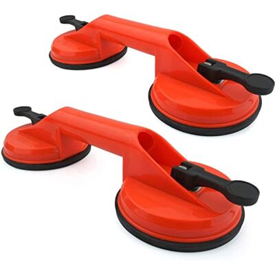 Incutex 2 x cabo de ventosa dupla, ventosa com capacidade de elevação de 100 kg, extrator de ventosa, elevador ventosa dupla, laranja Incutex 2 x cabo de ventosa dupla, ventosa com capacidade de elevação de 100 kg, extrator de ventosa, elevador ventosa dupla, laranja