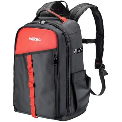 WilTec Mochila de ferramentas com 16 compartimentos, 33 x 20 x 43 cm, capacidade máxima. 30 kg acolchoado macio para transporte confortável, bolsa prática WilTec Mochila de ferramentas com 16 compartimentos, 33 x 20 x 43 cm, capacidade máxima. 30 kg acolchoado macio para transporte confortável, bolsa prática