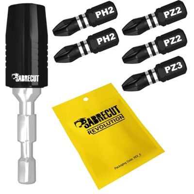 SabreCut 6 unidades 60 mm 25 mm PH2 PZ2 PZ3 suporte de ponta de impacto duradouro SabreCut 6 unidades 60 mm 25 mm PH2 PZ2 PZ3 suporte de ponta de impacto duradouro