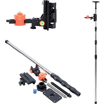 TOPWAY Barra telescópica para nível laser 115 450 cm, aço inoxidável suporte telescópico extensível até ao teto, com suporte e bolsa de nylon TOPWAY Barra telescópica para nível laser 115 450 cm, aço inoxidável suporte telescópico extensível até ao teto, com suporte e bolsa de nylon