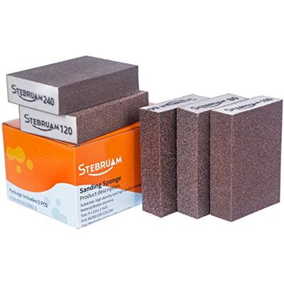 STEBRUAM Esponjas de Lixa, Esponja de Lixa Húmida e Seca Bloco Abrasivo de Lixagem Manual para Lixar à Mão de Grão Bloco Abrasivo para Madeira Metal Cozinha Móveis STEBRUAM Esponjas de Lixa, Esponja de Lixa Húmida e Seca Bloco Abrasivo de Lixagem Manual para Lixar à Mão de Grão Bloco Abrasivo para Madeira Metal Cozinha Móveis
