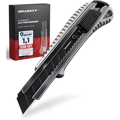 HASKYY Estilete Profissional 18mm com Lâmina SK5 Premium Navalha Multiusos com Sistema de Bloqueio e Punho Antiderrapante HASKYY Estilete Profissional 18mm com Lâmina SK5 Premium Navalha Multiusos com Sistema de Bloqueio e Punho Antiderrapante