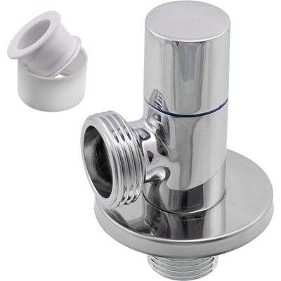 AERZETIX Válvula de paragem em ângulo de 1/2" x 3/4" Latão com revestimento de níquel, com rosca e junta PTFE pega redonda torneira de água encaixe para lavatório casa de banho cozinha AERZETIX Válvula de paragem em ângulo de 1/2" x 3/4" Latão com revestimento de níquel, com rosca e junta PTFE pega redonda torneira de água encaixe para lavatório casa de banho cozinha