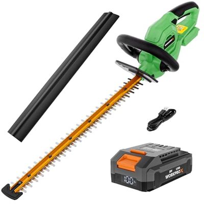 WORKPRO X Corta-sebes bateria 20 V com lâmina 51 cm Distância entre dentes de 18 mm para cortar sebes e arbustos com maior precisão e liberdade sem cabo WORKPRO X Corta-sebes bateria 20 V com lâmina 51 cm Distância entre dentes de 18 mm para cortar sebes e arbustos com maior precisão e liberdade sem cabo