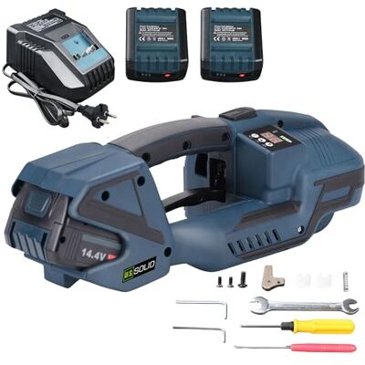 U.S. Solid Máquina de agrafar elétrica com ecrã LCD para fitas PP PET 13-16mm, 2 x 4000mAh bateria automática com pilhas para caixas e paletes U.S. Solid Máquina de agrafar elétrica com ecrã LCD para fitas PP PET 13-16mm, 2 x 4000mAh bateria automática com pilhas para caixas e paletes