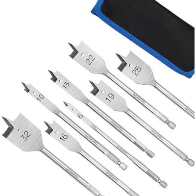 WORKPRO Conjunto de 8 Peças de Brocas de Pá, Brocas Planas com Cabo Hexagonal de 1/4", Brocas (6-32 mm), Aço Carbono, para Madeira Dura e Macia, PVC e Plásticos WORKPRO Conjunto de 8 Peças de Brocas de Pá, Brocas Planas com Cabo Hexagonal de 1/4", Brocas (6-32 mm), Aço Carbono, para Madeira Dura e Macia, PVC e Plásticos