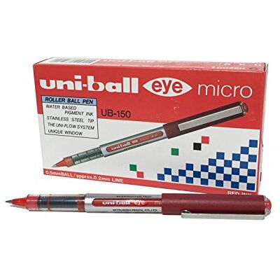 Uni-Ball Eye Micro UB150 Marcador de ponta rolante (12 unidades), cor vermelha Uni-Ball Eye Micro UB150 Marcador de ponta rolante (12 unidades), cor vermelha