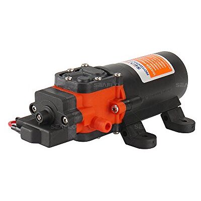 Seaflo Bomba de água 24 V, 4,3 LPM, preto e vermelho, industrial, plástico, 2 saídas de 10 mm, 2 anos de garantia Seaflo Bomba de água 24 V, 4,3 LPM, preto e vermelho, industrial, plástico, 2 saídas de 10 mm, 2 anos de garantia