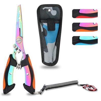 supregear Alicates de pesca multicoloridos de aço inoxidável, ferramenta com anel dividido, removedor de anzóis, cortador de linhas, bainha, cordão, equipamento resistente à água salgada, laranja supregear Alicates de pesca multicoloridos de aço inoxidável, ferramenta com anel dividido, removedor de anzóis, cortador de linhas, bainha, cordão, equipamento resistente à água salgada, laranja