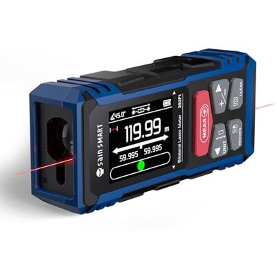 SainSmart Medidor laser duplo , medidor de distância bilateral vermelho de 120 m com ecrã LCD retroiluminado, medidor a laser recarregável, sensor de comprimento, área, volume e ângulo SainSmart Medidor laser duplo , medidor de distância bilateral vermelho de 120 m com ecrã LCD retroiluminado, medidor a laser recarregável, sensor de comprimento, área, volume e ângulo