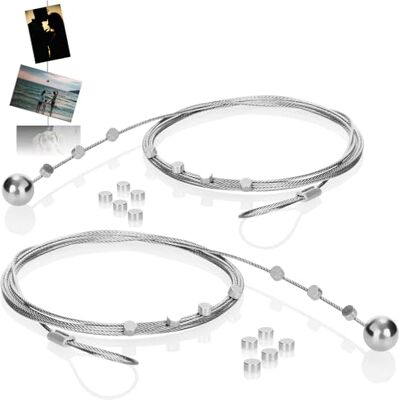 com-four ® 2 x Conjunto de cabos para fotos com 24 ímanes corda para fotos com ímanes para pendurar fotos pendure fotos (02 peças) com-four ® 2 x Conjunto de cabos para fotos com 24 ímanes corda para fotos com ímanes para pendurar fotos pendure fotos (02 peças)