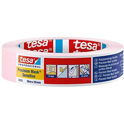 tesa Fita de pintor para superfícies delicadas, Rosa suave, (50 m x 25 mm, para interiores) tesa Fita de pintor para superfícies delicadas, Rosa suave, (50 m x 25 mm, para interiores)