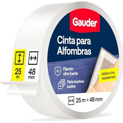 GAUDER Fita Adesiva para Tapetes Dupla Face Extra Forte Antiderrapante de Longa Duração para Pisos, Tapetes e Escadas Cola e Fita de Instalação (25 m x 48 mm) GAUDER Fita Adesiva para Tapetes Dupla Face Extra Forte Antiderrapante de Longa Duração para Pisos, Tapetes e Escadas Cola e Fita de Instalação (25 m x 48 mm)