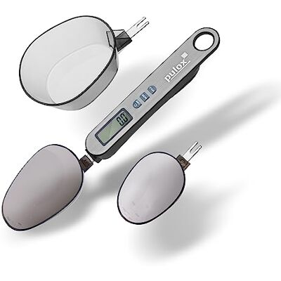 Pulox Balança de colher PLW-200 com três colheres de 25 ml, 45 ml e 180 ml de precisão de 0,1 g até 500 g de capacidade de carga digital, balança fina Pulox Balança de colher PLW-200 com três colheres de 25 ml, 45 ml e 180 ml de precisão de 0,1 g até 500 g de capacidade de carga digital, balança fina
