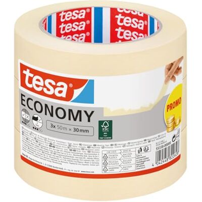 tesa Fita de pintura ecologótipo ECONOMY fita de pintor, removível sem resíduos até 4 dias depois, sem solventes, estreito, 3 x 50 m x 30 mm Cinta de carrocero sin disolventes Se retira sin dejar residuos durante un máximo de 4 días tesa Fita de pintura ecologótipo ECONOMY fita de pintor, removível sem resíduos até 4 dias depois, sem solventes, estreito, 3 x 50 m x 30 mm Cinta de carrocero sin disolventes Se retira sin dejar residuos durante un máximo de 4 días