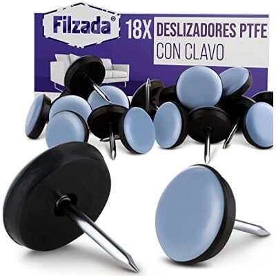 Filzada ® 18 almofadas de teflon para móveis, com prego Ø 19 mm (redondo) deslizadores de móveis/tapetes PTFE (teflon Incl). Parafusos Filzada ® 18 almofadas de teflon para móveis, com prego Ø 19 mm (redondo) deslizadores de móveis/tapetes PTFE (teflon Incl). Parafusos